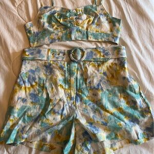 Christian Lacroix green and blue shorts set.